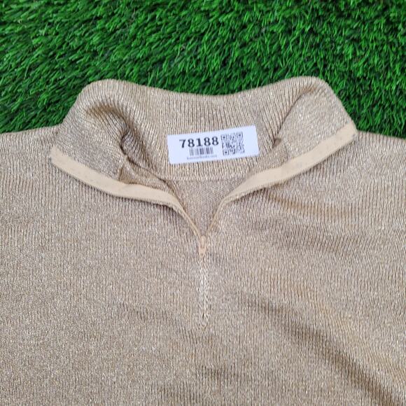 Vintage 80s MOD 1/4 Zip Sweater Womens Medium 19x23 Cropped - Picture 10 of 11